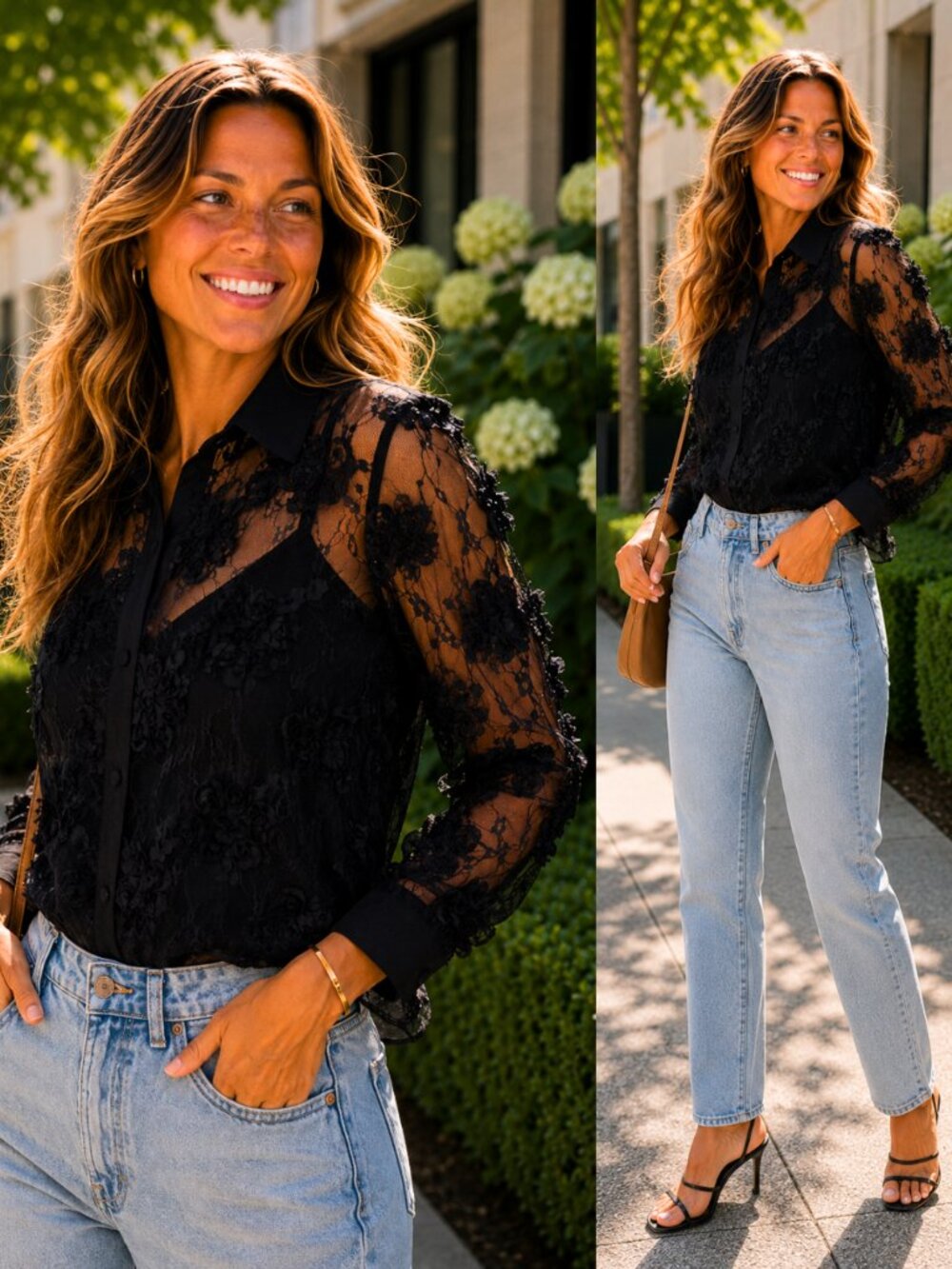 Chandler Floral Lace Button Up